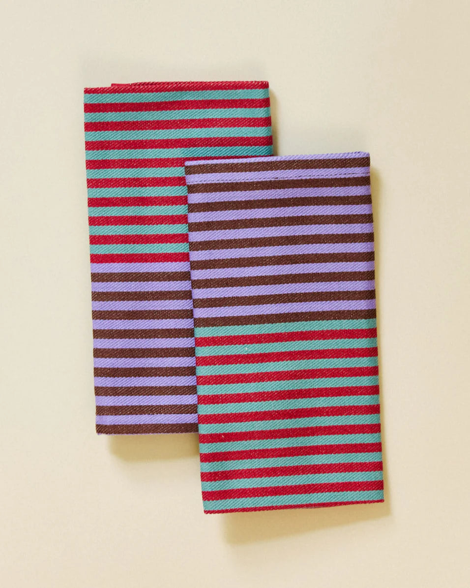 Duo Stripe Napkins in Cinnamon