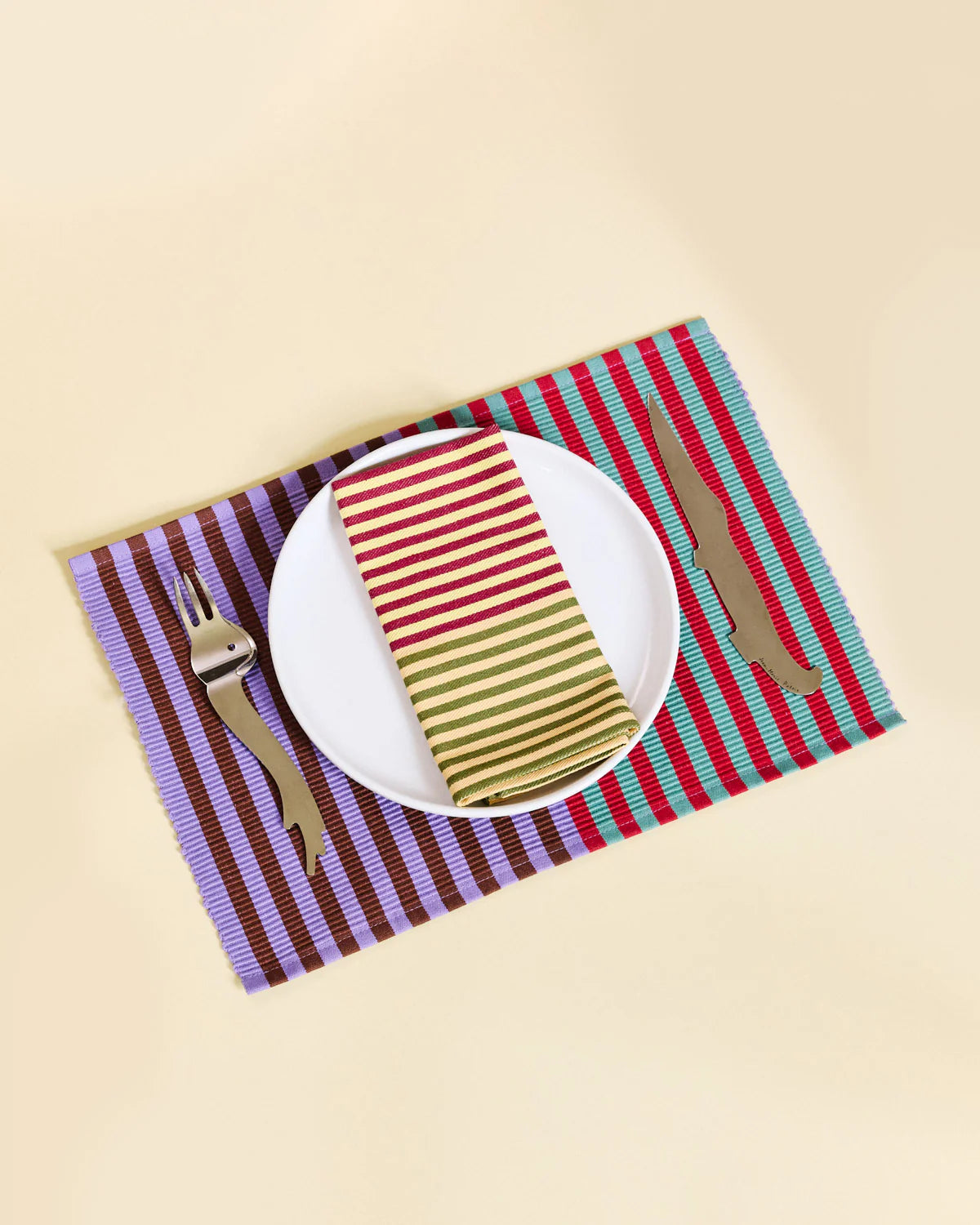 Duo Stripe Placemats in Cinnamon