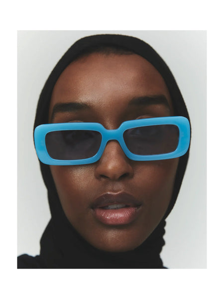 Gigi Sunglasses in Gloss Blue by Elisa Johnson