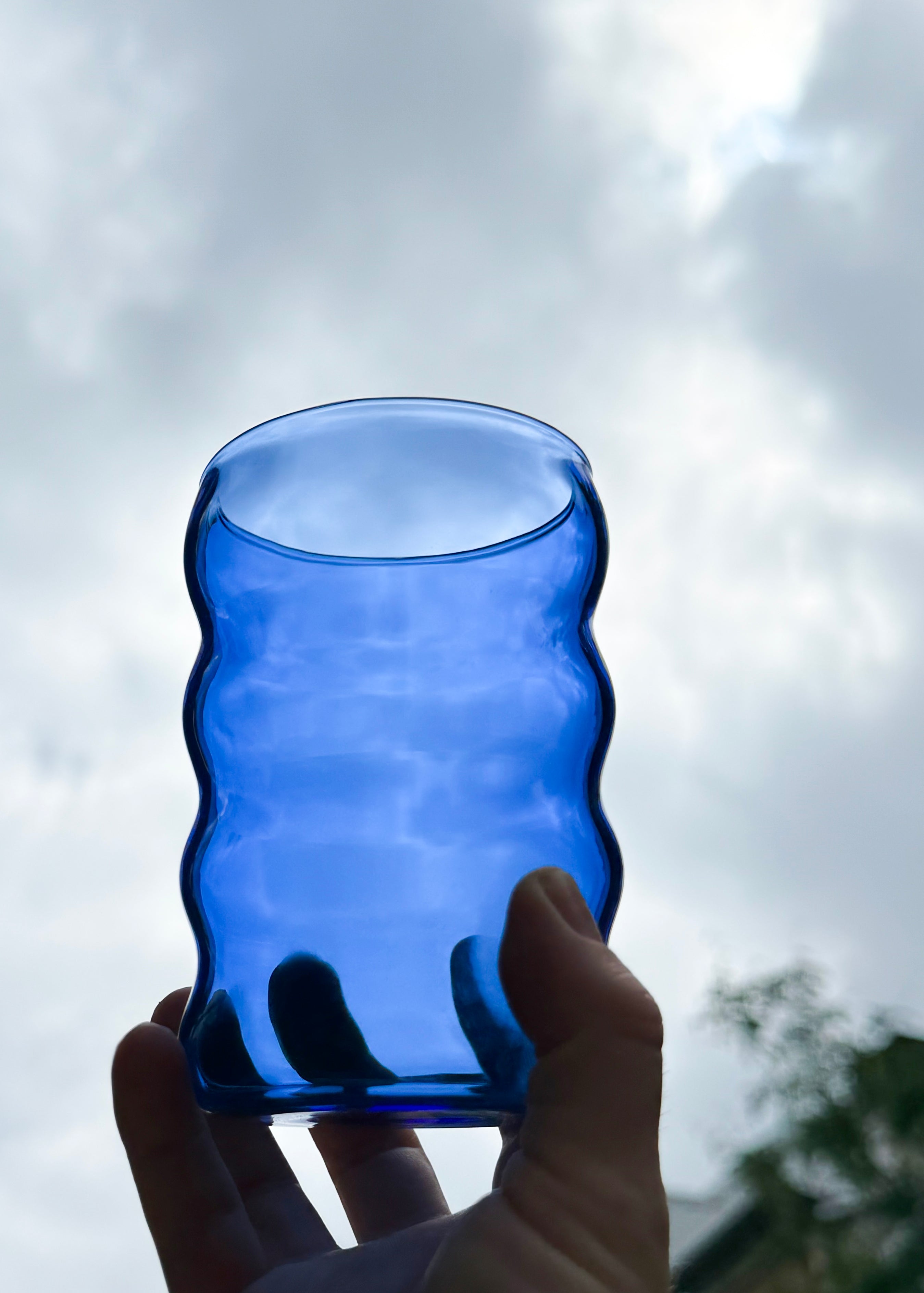 Large Blue Ripple Glass