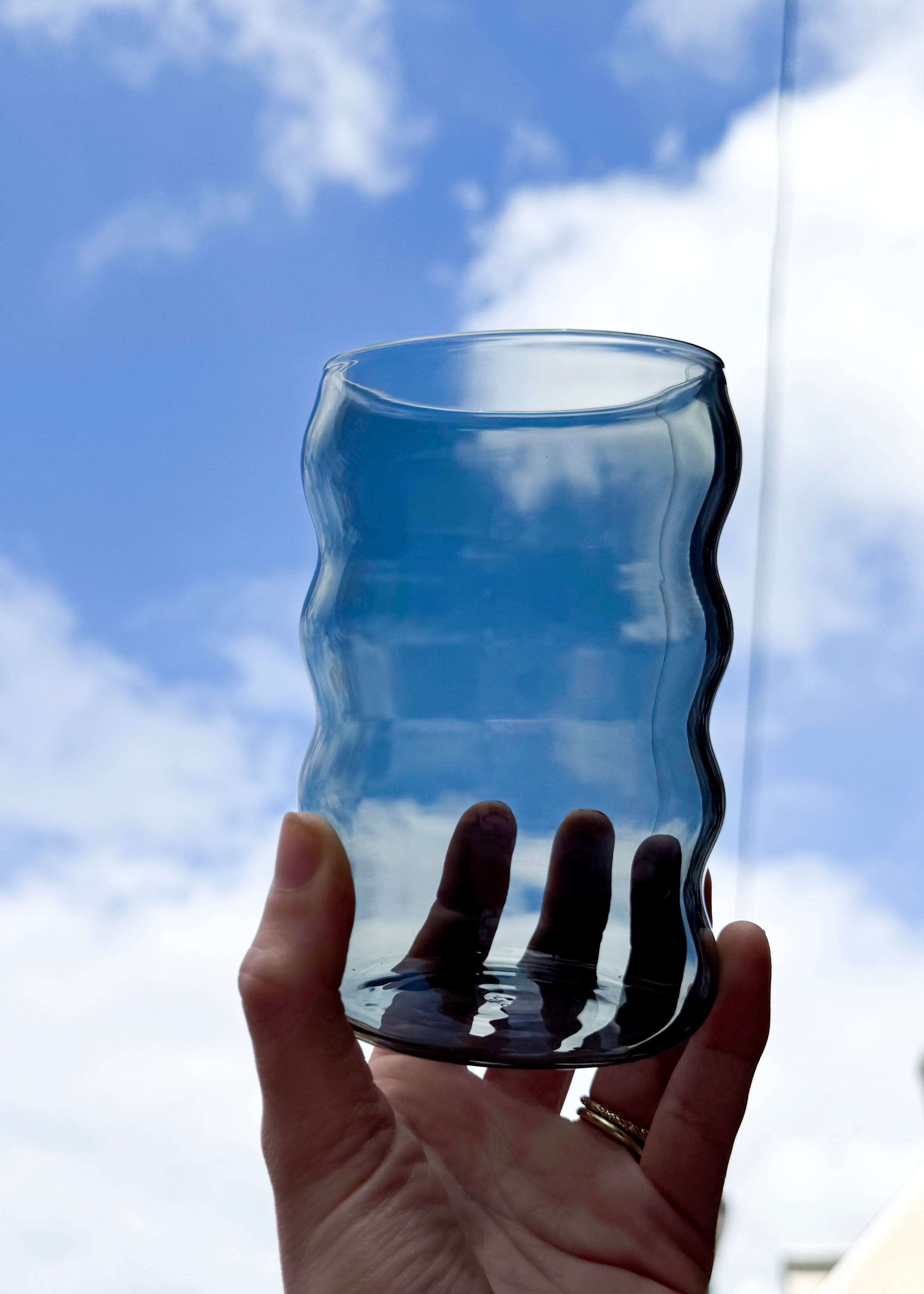 Large Smoke Ripple Glass