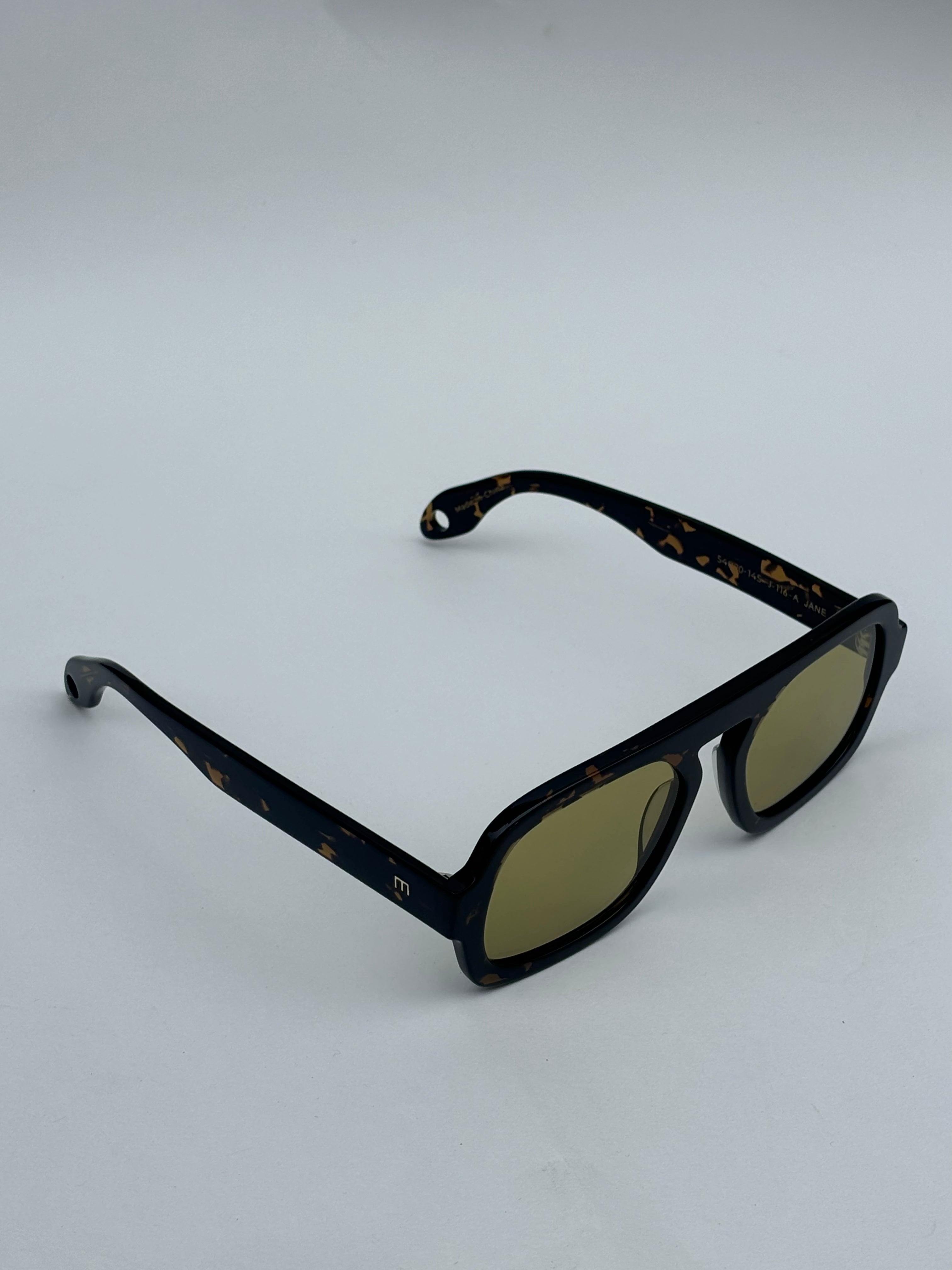 Jane in Dark Brown Tortoise Olive Green Lens
