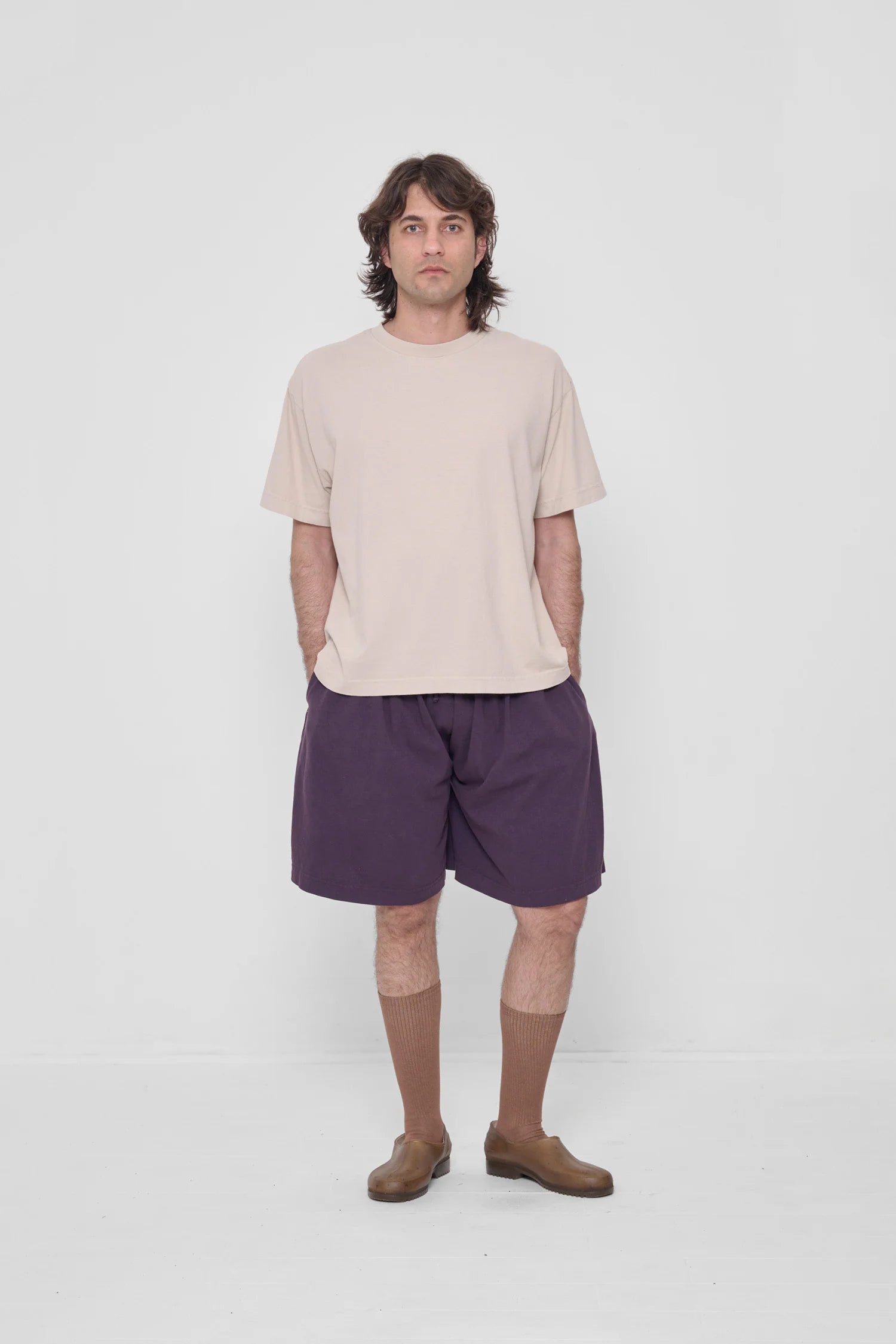 Long Tubular Shorts in Mulberry