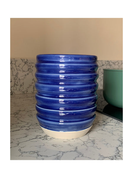 Large Wavy Vessel in Cobalt Blue