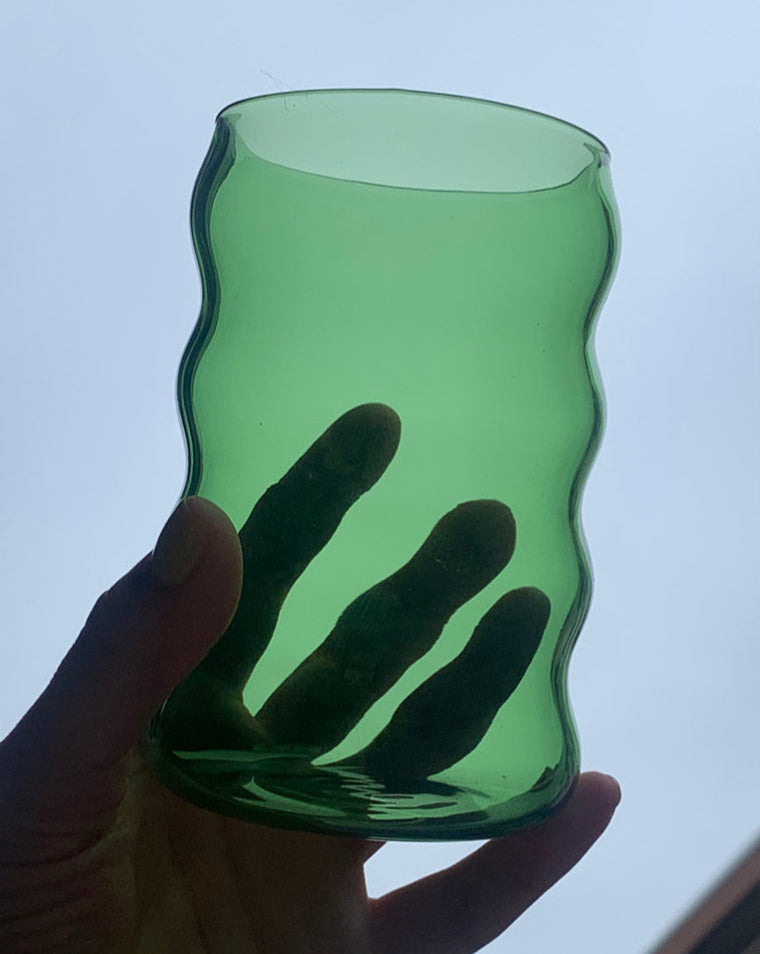 Large Green Ripple Glass