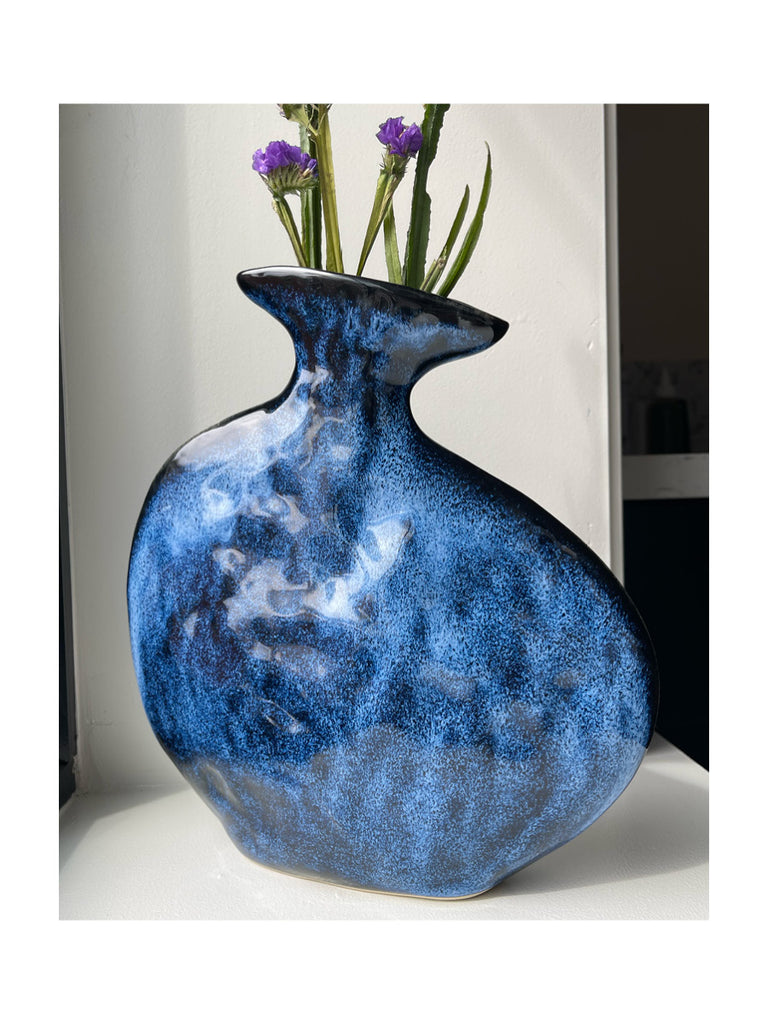 Flat Vase in Indigo