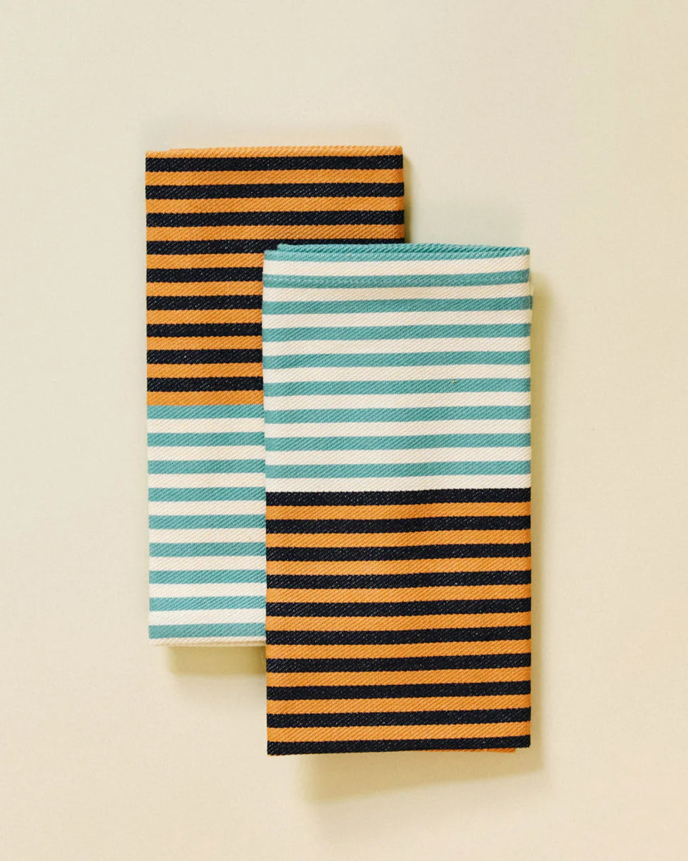 Duo Stripe Napkins in Poppy