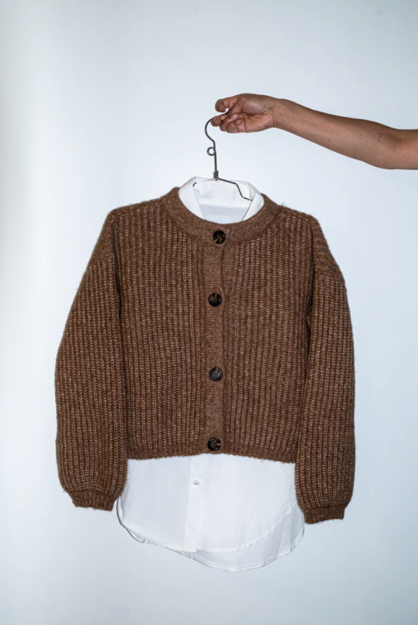Olivia Cardigan in Heather Brown