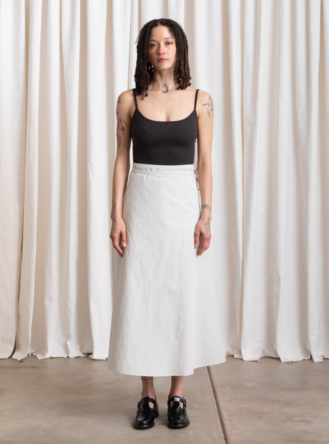 Wrap Midi Skirt in Ecru