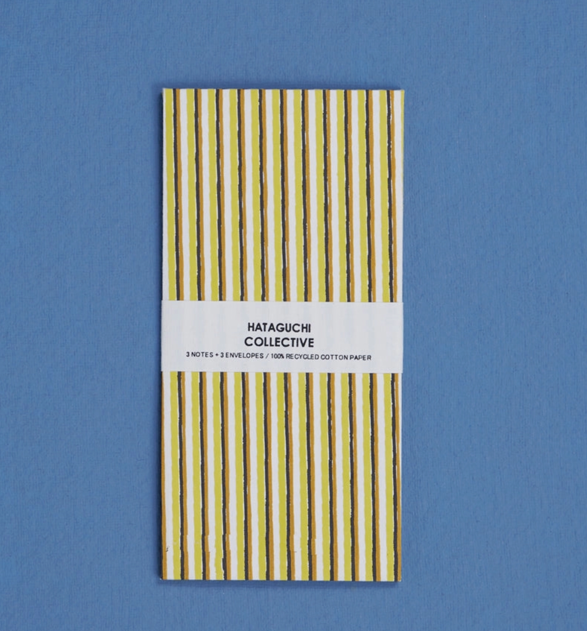 Large Envelope with Notecard Set in Stripes Yellow Mix