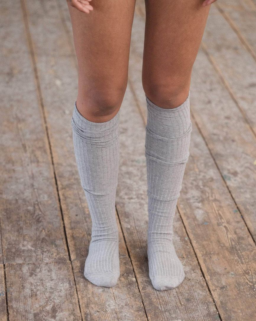 Overknee Socks in Grey Melange