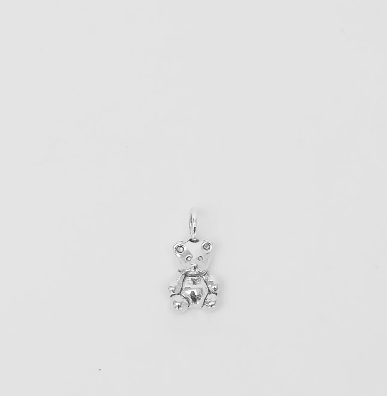 Mini Teddy Bear Charm in Sterling Silver