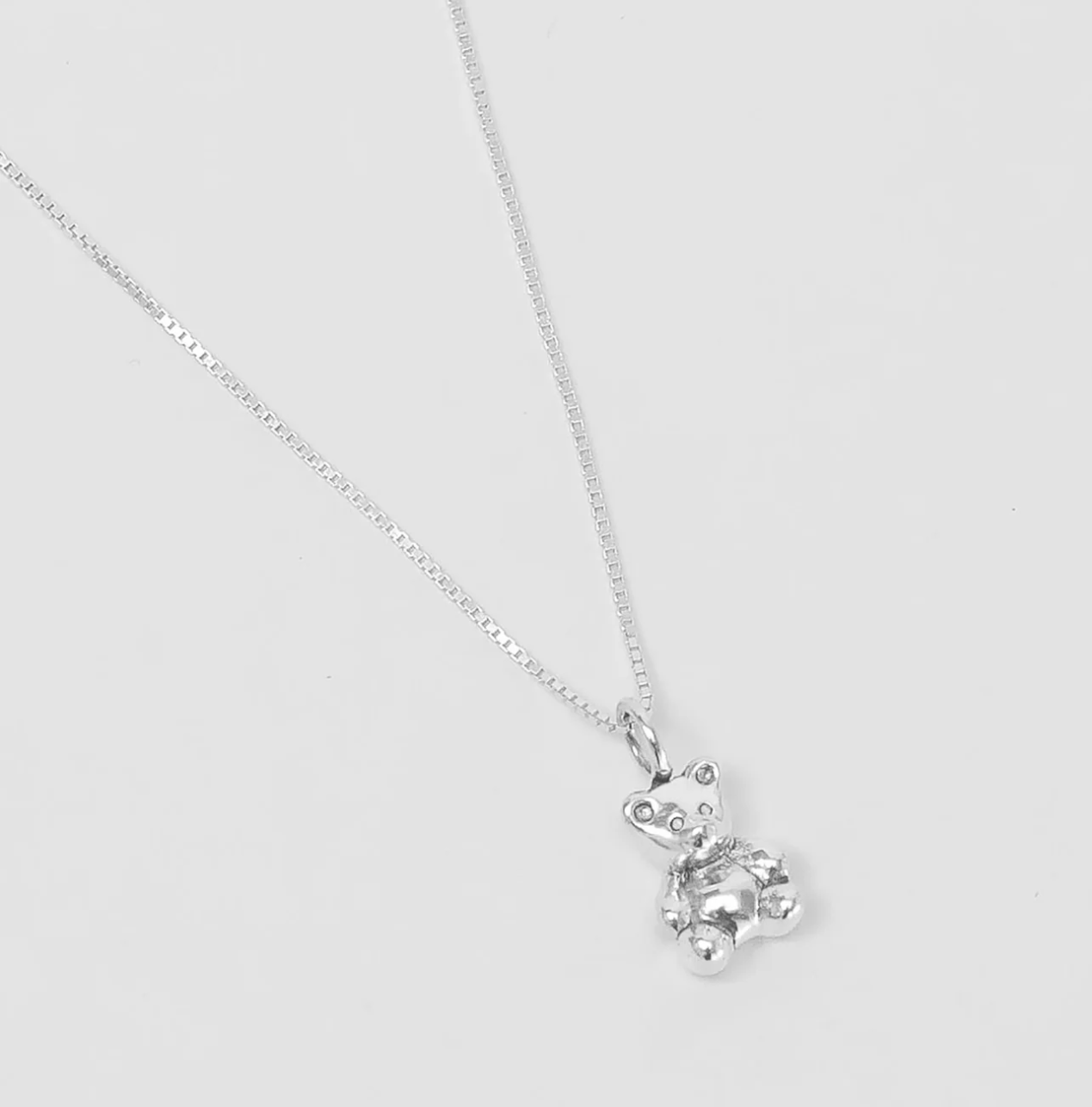 Mini Teddy Bear Charm in Sterling Silver