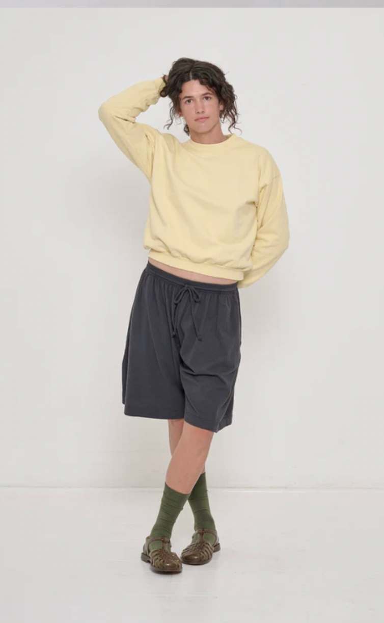 Long Tubular Shorts in Slate