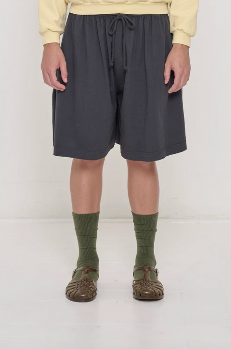 Long Tubular Shorts in Slate