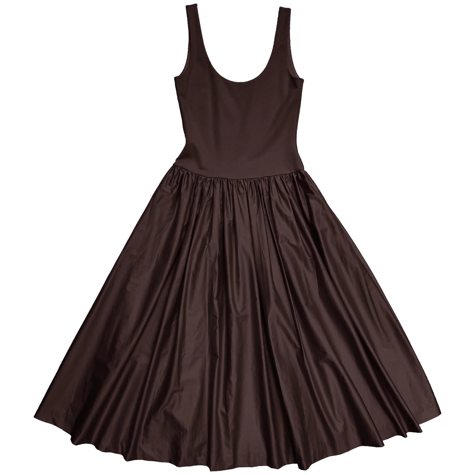 Mixed Fabric Dress in Muted Eggplant