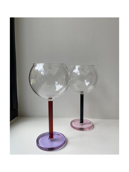 Bilboquet Wine Glass Set in Twilight (Red & Black Stems)