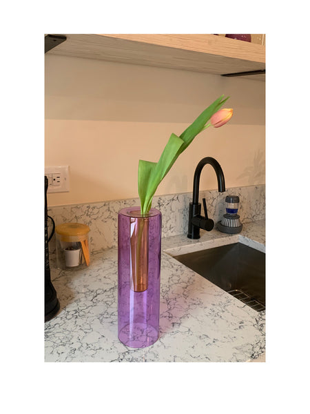 Tall Reversible Vase in Lilac and Peach