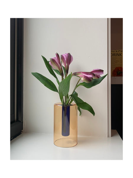 Small Reversible Vase in Peach and Cobalt