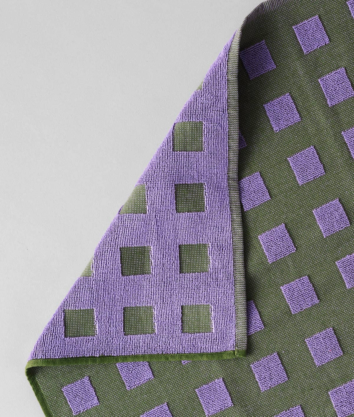 Squares Woven Terry Tea Towel – Olive/Lilac