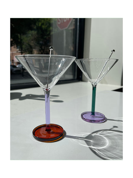 Piano Cocktail Set in Birdland Martini (Purple & Green Stems)