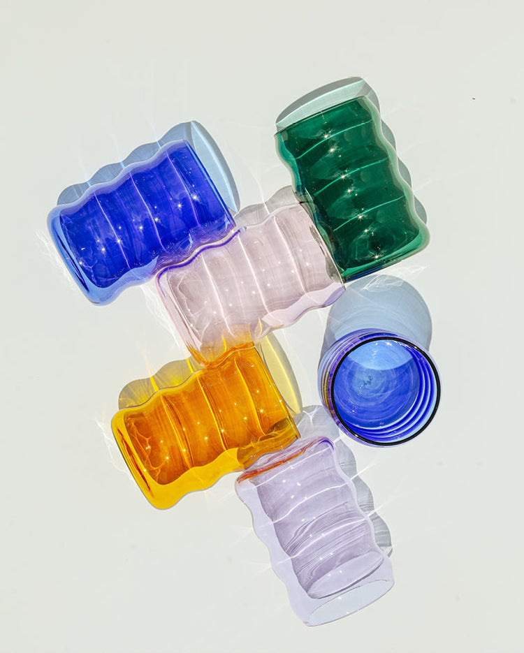 Large Yellow Ripple Glass